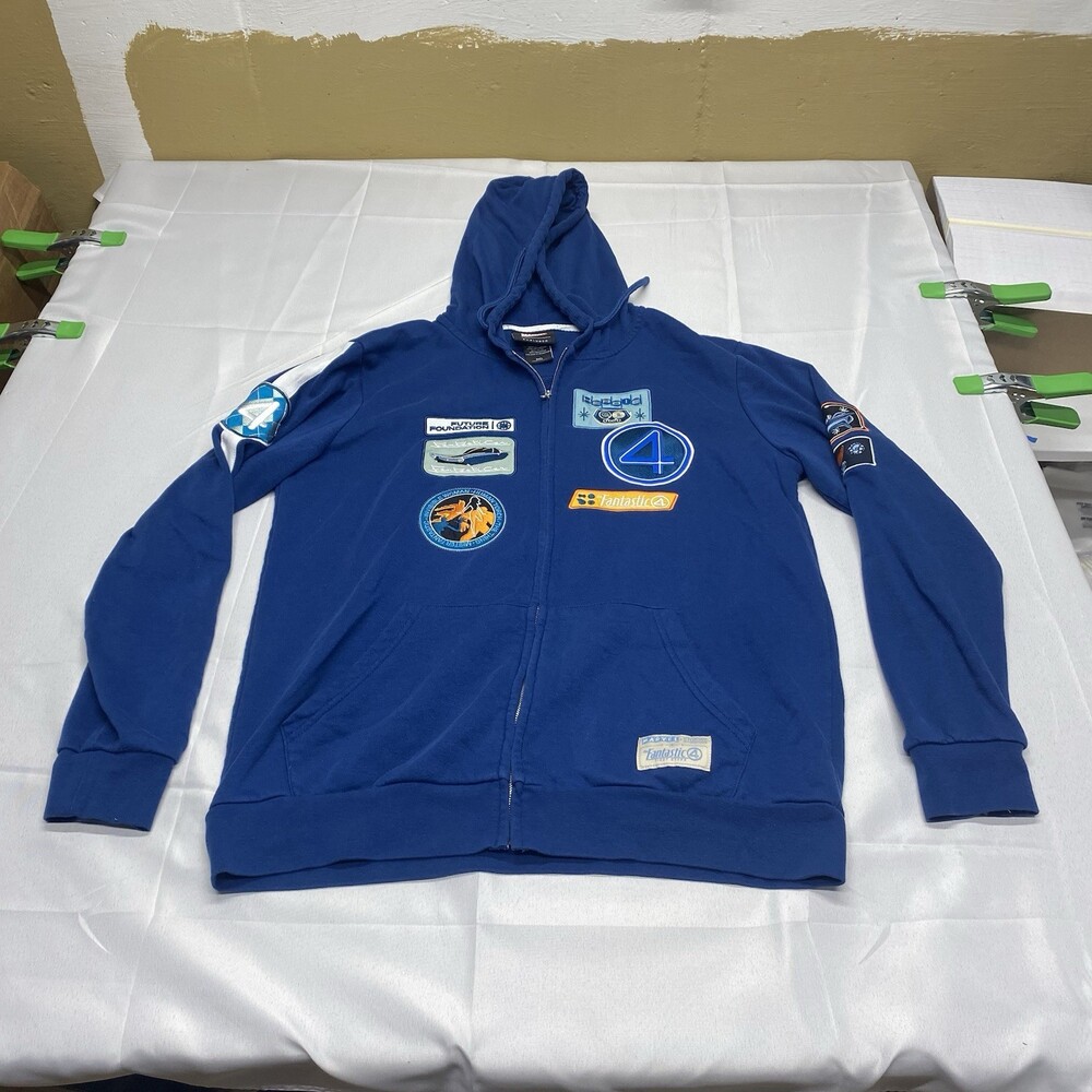Marvel The Fantastic Four Hoodie BoxLunch! Blue Patches! Size Medium!